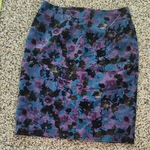 Talbots Blue and Purple Midi Pencil Skirt for Cocktail